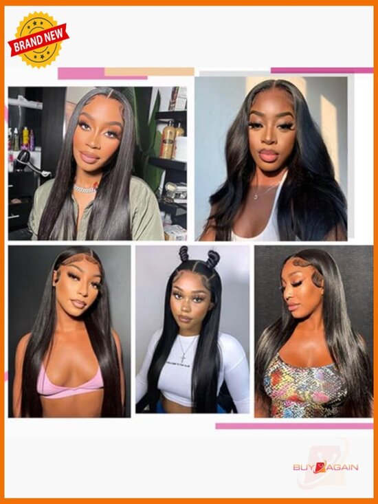 Human Hair Wig 5x5 Closure Straight Lace Front Glueless 26 Inch 180 Density main image 5